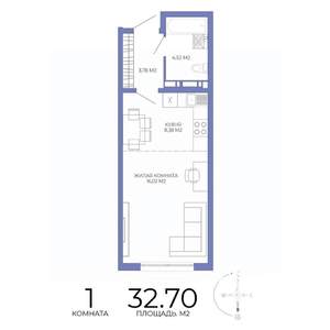 1-к квартира, строящийся дом, 33м2, 10/17 этаж