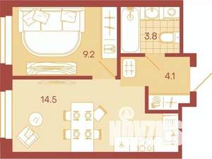 1-к квартира, вторичка, 32м2, 6/17 этаж