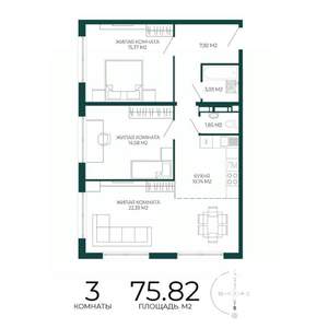 3-к квартира, вторичка, 76м2, 13/17 этаж