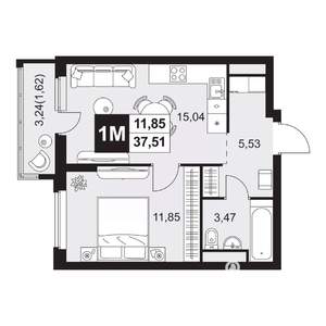 2-к квартира, вторичка, 38м2, 6/20 этаж