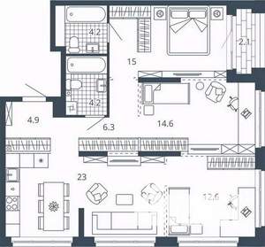 3-к квартира, вторичка, 87м2, 15/24 этаж