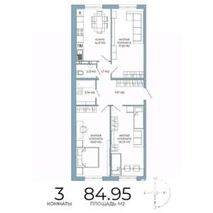 3-к квартира, вторичка, 85м2, 12/18 этаж