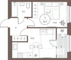 1-к квартира, вторичка, 39м2, 16/16 этаж