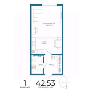 1-к квартира, вторичка, 43м2, 10/17 этаж