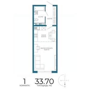 1-к квартира, строящийся дом, 34м2, 3/17 этаж