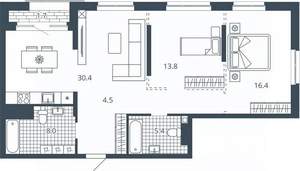2-к квартира, вторичка, 84м2, 13/23 этаж