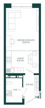 1-к квартира, вторичка, 32м2, 2/17 этаж