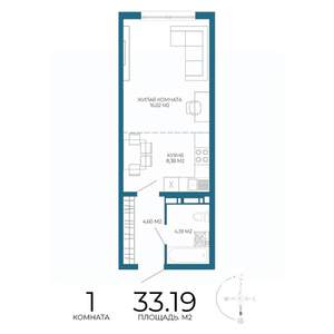 1-к квартира, вторичка, 33м2, 12/17 этаж