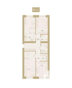4-к квартира, вторичка, 82м2, 2/17 этаж