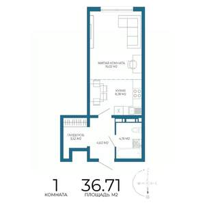 1-к квартира, вторичка, 37м2, 13/17 этаж