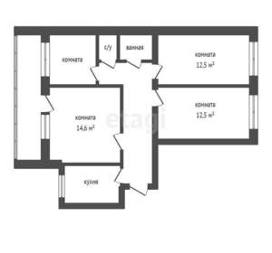 3-к квартира, вторичка, 73м2, 2/9 этаж