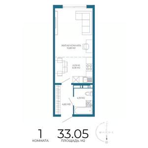 1-к квартира, строящийся дом, 33м2, 3/17 этаж