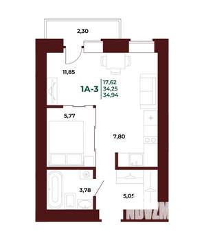 1-к квартира, вторичка, 35м2, 13/17 этаж