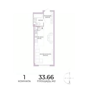 1-к квартира, строящийся дом, 34м2, 15/17 этаж