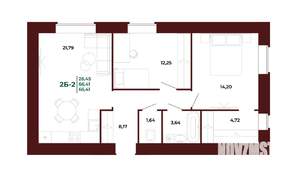 2-к квартира, вторичка, 67м2, 1/17 этаж