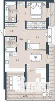 2-к квартира, вторичка, 88м2, 9/23 этаж