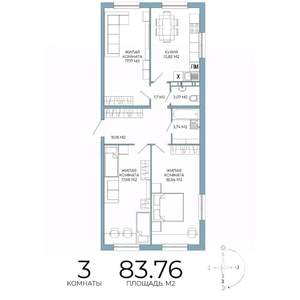 3-к квартира, строящийся дом, 84м2, 2/18 этаж