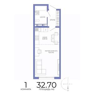 1-к квартира, строящийся дом, 33м2, 12/17 этаж