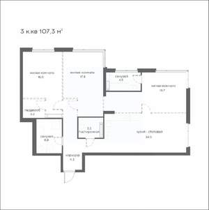 3-к квартира, вторичка, 107м2, 10/21 этаж