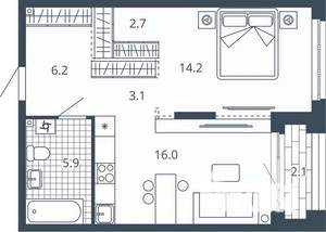 1-к квартира, вторичка, 50м2, 4/24 этаж
