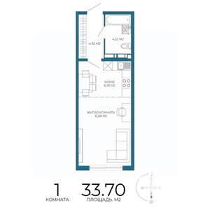 1-к квартира, строящийся дом, 34м2, 3/17 этаж