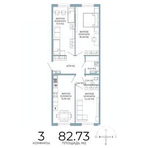 3-к квартира, строящийся дом, 83м2, 11/18 этаж