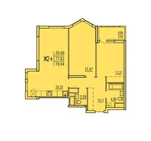 2-к квартира, вторичка, 80м2, 8/17 этаж