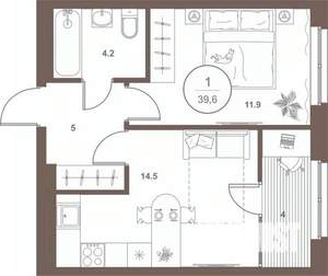 1-к квартира, вторичка, 39м2, 11/16 этаж