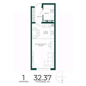 1-к квартира, вторичка, 32м2, 11/17 этаж