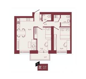 3-к квартира, вторичка, 59м2, 8/17 этаж