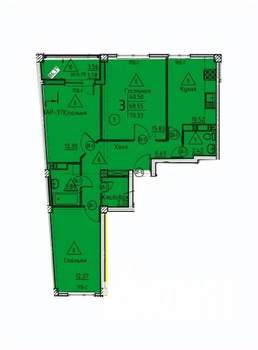 3-к квартира, строящийся дом, 70м2, 12/18 этаж