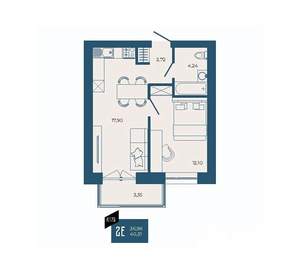 2-к квартира, вторичка, 40м2, 3/17 этаж