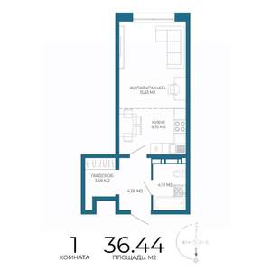 1-к квартира, строящийся дом, 36м2, 2/17 этаж
