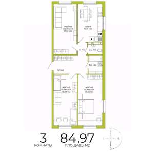 3-к квартира, строящийся дом, 85м2, 15/18 этаж