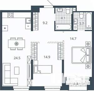 2-к квартира, вторичка, 73м2, 19/24 этаж