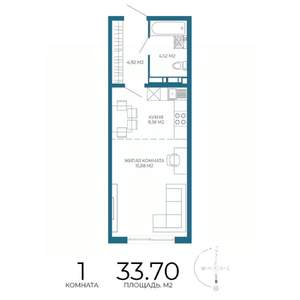1-к квартира, вторичка, 34м2, 4/17 этаж
