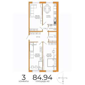 3-к квартира, строящийся дом, 85м2, 11/18 этаж