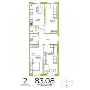 2-к квартира, строящийся дом, 83м2, 11/18 этаж