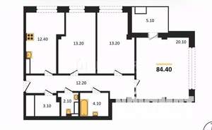 3-к квартира, сданный дом, 83м2, 5/18 этаж