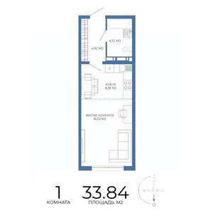1-к квартира, вторичка, 34м2, 17/17 этаж