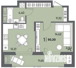 1-к квартира, вторичка, 50м2, 4/18 этаж