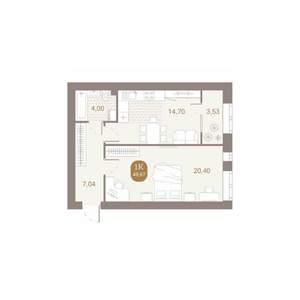 1-к квартира, вторичка, 50м2, 4/4 этаж