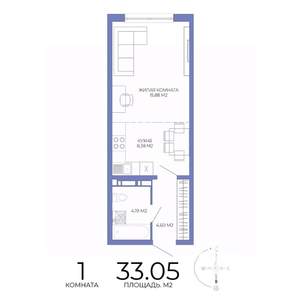 1-к квартира, строящийся дом, 33м2, 3/17 этаж