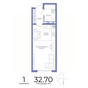 1-к квартира, строящийся дом, 33м2, 15/17 этаж
