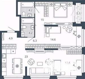 3-к квартира, вторичка, 87м2, 12/24 этаж
