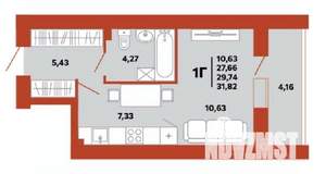 Студия квартира, вторичка, 30м2, 1/10 этаж