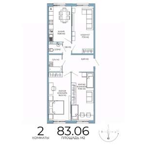 2-к квартира, строящийся дом, 83м2, 10/18 этаж