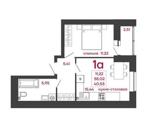 1-к квартира, вторичка, 41м2, 17/17 этаж