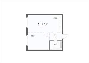 1-к квартира, вторичка, 47м2, 6/21 этаж