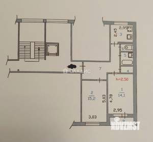 2-к квартира, вторичка, 52м2, 8/9 этаж